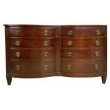 Mahogany Bow Front Dresser w/ Glass Top