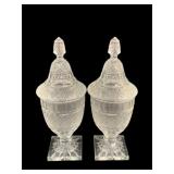 2 Glass Candy Jars w/ Lid - 11.5" Tall