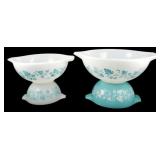Pyrex Turquoise Blue Gooseberry 4pc Bowl Set