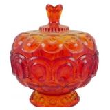 L.E. Smith Amberina Moon & Star Covered Dish