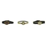3 Vintage Ladies Watches w/ Leather Bands