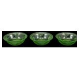 3 Vtg Federal Georgian Uranium Glass Bowls