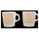 2 Vtg Thermocrisa Orange Lattice Yellow Mugs
