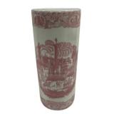 Pink & White Transferware Umbrella Stand