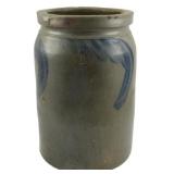 19th C 1 Gallon Blue Decorated Stoneware Crock