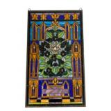 Gothic Style Stained Glass Panel 35"x21"