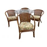 Bamboo & Rattan Glass Top Table w/ 4 Chairs