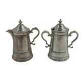 2 Wilton Pewter Creamer & Sugar Set - 6.5" Tall