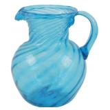 Blue Art Glass Swirl Pitcher 7"