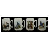 4 Collectible Norman Rockwell Mugs 4.5"