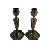 2 Silver Plated Candleholders - 7.25" Tall
