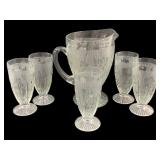 6 Pc Set Jeannette "Iris and Herringbone"