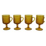 4 Vtg Indiana Tiara Sandwich Footed Mugs