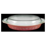 Vtg Pyrex Pink Daisy Casserole w/ Lid