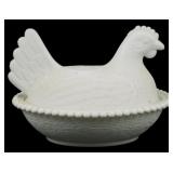 Vintage Indiana Milk Glass Hen on Nest Dish