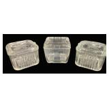 3 Vintage Glass Refrigerator Dishes w/ Lids