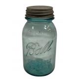 Vtg Ball Perfect Mason Jar #7 Blue Glass