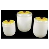 3pc Vtg Acrylic Canister Set w/ Sunflower