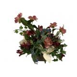 Faux Flower Decoration in Brass Planter