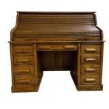 Antique Oak S Roll Top Desk - 50 x 54 x 30