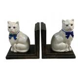Pair Cast Iron Cat Bookends - 5 x 4.5 x 3.5
