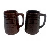 2 Mar Crest Stoneware Mugs - 5.25" Tall