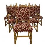 Set of 6 Carved Oak Dining Chairs 42"x22"x18"