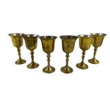 6 Brass Cordial Goblets - 4" Tall