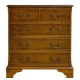 English Yew Wood 2 Over 3 Drawer Chest