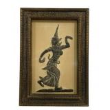 Framed Vintage Thai Temple Rubbing Artwork