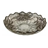 Silver Overlay Glass Bowl - 13.5 x 4.25