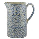 19th Century Blue & White Stoneware Pitcher