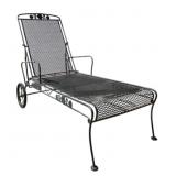 Black Wrought Iron Mesh Outdoor Lounge Chair