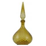 Vintage Empoli Amber Genie Bottle 14"