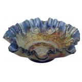 Fenton Cobalt Blue Captive Rose Carnival Bowl