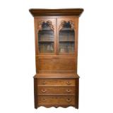 Walnut 2pc Secretary w/ Drop Front Desk