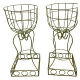 Pair of Green Metal Planters - 32 x 14