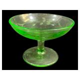 Green Uranium Glass Compote - As Is/Chipped