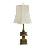 Mid-Century Verdigris Decorated Table Lamp