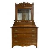 Antique 3 Drawer Dresser w/ Mirror - 72 x 40 x 19