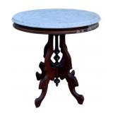 Marble Top Oval Parlor Table - 27 x 26 x 19