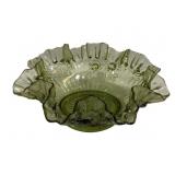Fenton Olive Green Cabbage Rose Bowl