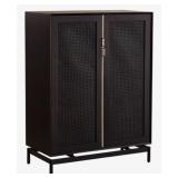 Ebonized Floating Cane Front Cabinet