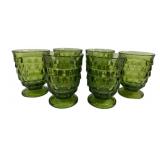6 Olive Green White Hall Tumblers