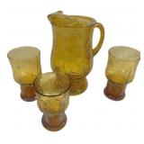 Vintage Libbey Daisy Pattern Pitcher & Glasses