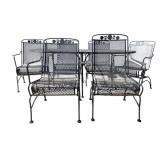 7 pc Black Wrought Iron Patio Table & Chair Set