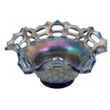 Vtg Fenton Cobalt Blue Basketweave Carnival