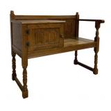 Vintage Oak Gossip Bench w/ Linenfold Panel