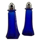 Cobalt Blue Glass Salt & Pepper Shaker Set