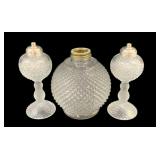 3 Glass Oil Lamp Bases - 6.75", 7" Tall